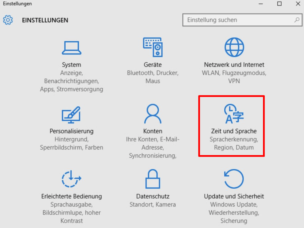 Windows 10 Einstellungen